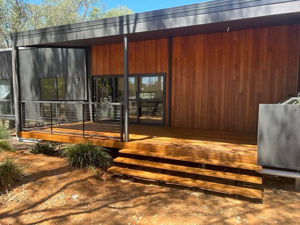Custom stairs and balustrading; front view.